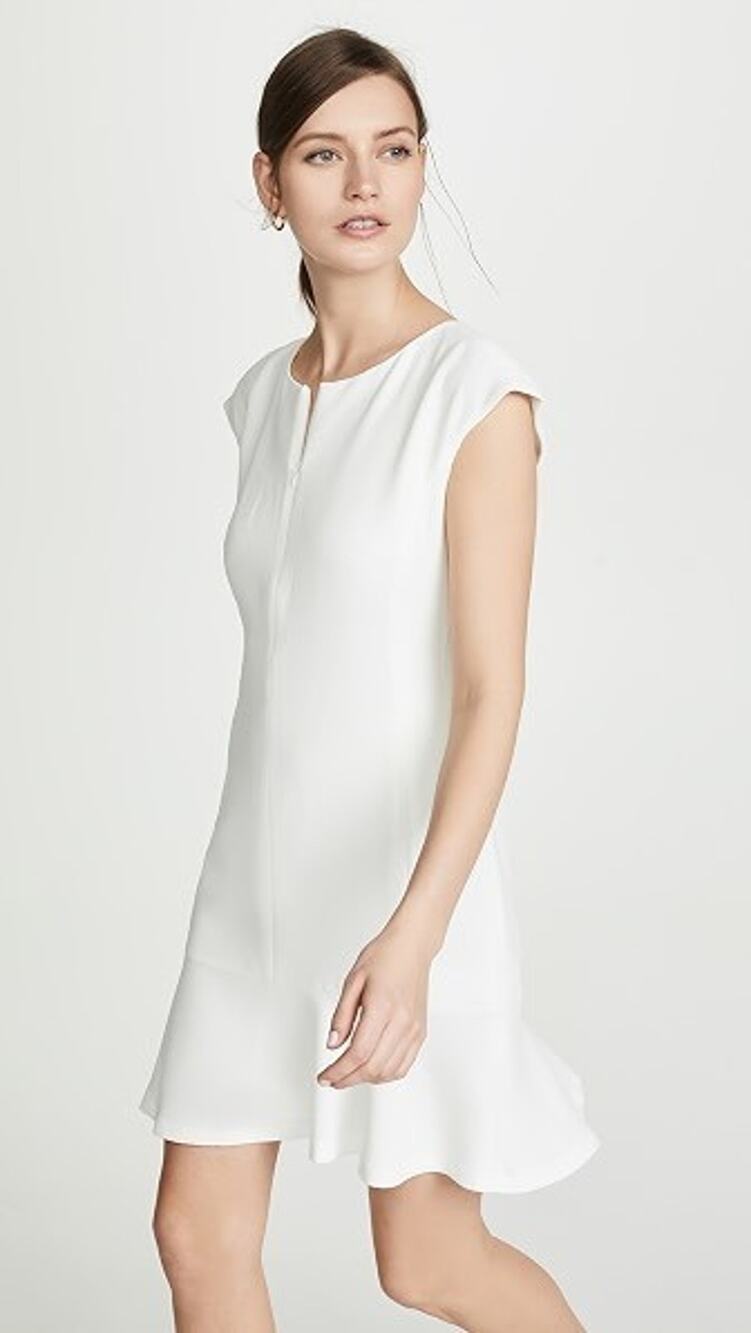 Club Monaco White Wikendah Cap Sleeve Ruffled Hem Dress Sz 0
